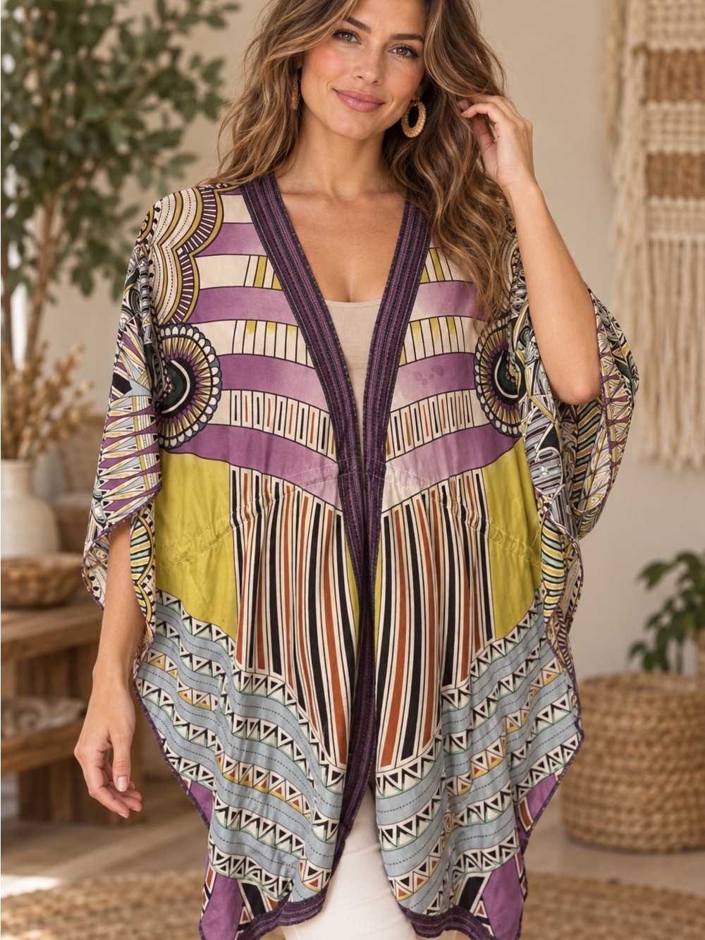 Johnny Was Silk Purple Kimono Tunic (233290) 🦋 ☀️